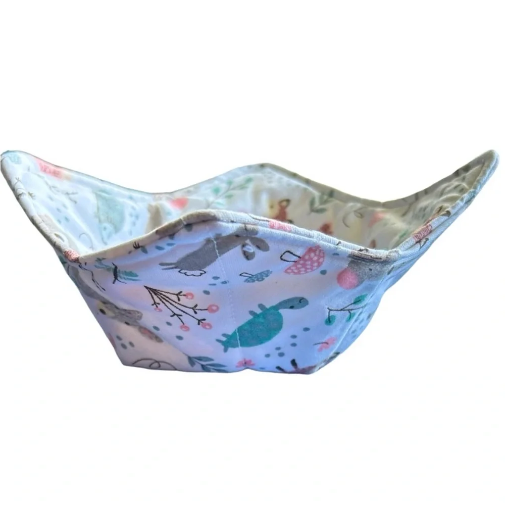 Hand Crafted Woodland Animal Print Basket Fabric Trinket Bowl Holder
